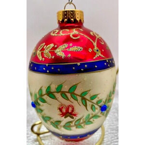 Unique Treasures Christmas Ornament Hand Decorated Multi Colored Glass